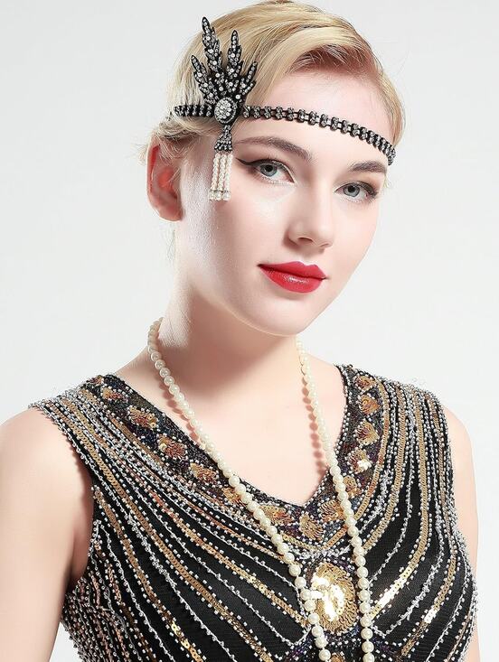 Babeyond Other - New 1920's Flapper Headband Great Gatsby Headpiece Art Deco Hair Accessory Gold